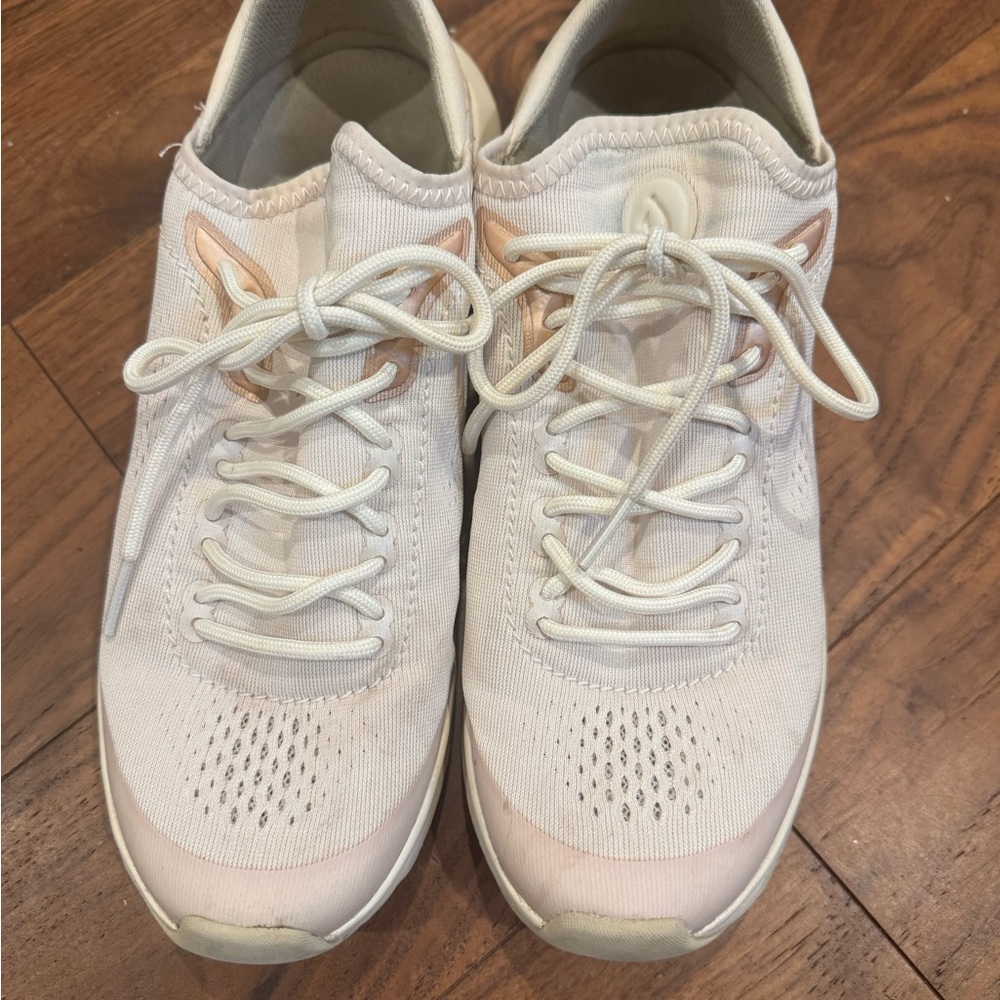 OluKai Women’s Cream Knit Sneakers with Blush Accents
